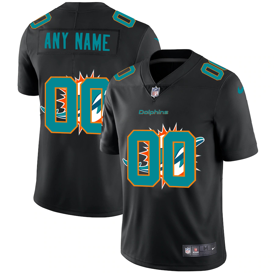 Wholesale Miami Dolphins Custom Men Nike Team Logo Dual Overlap Limited NFL Jersey Black